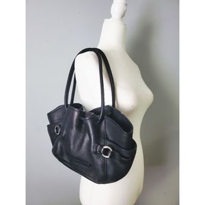 Cole Haan | Hobo Black Leather Satchel Tote Drawstring Bucket Shoulder Bag Purse